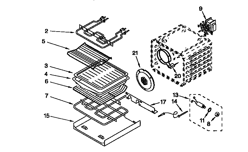 KitchenAid KEBS177DWH1 internal oven diagram