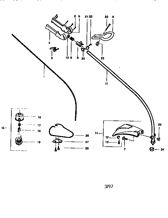 Craftsman 358795320 drive shaft and cutter head assembly diagram