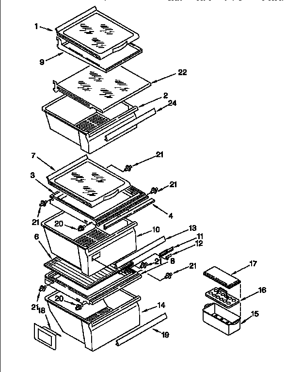 Kenmore 1069555723 refrigerator shelf diagram