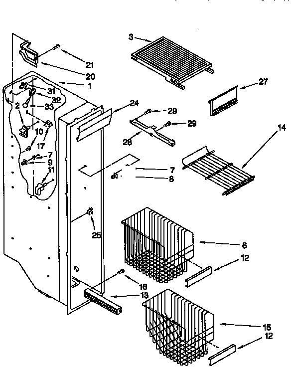 Kenmore 1069555723 freezer liner diagram