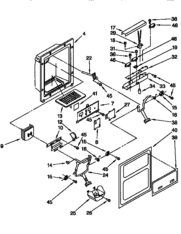 Kenmore 1069555723 dispenser front diagram