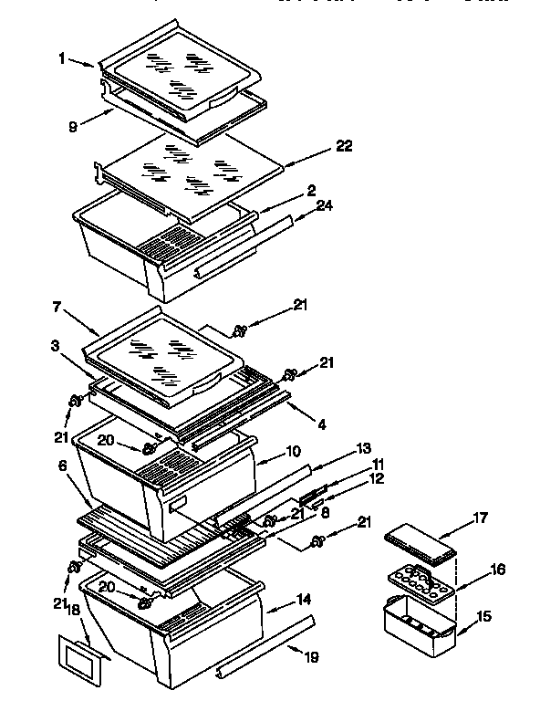 Kenmore 1069557623 refrigerator shelf diagram