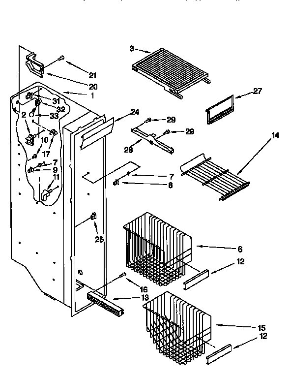 Kenmore 1069557623 freezer liner diagram