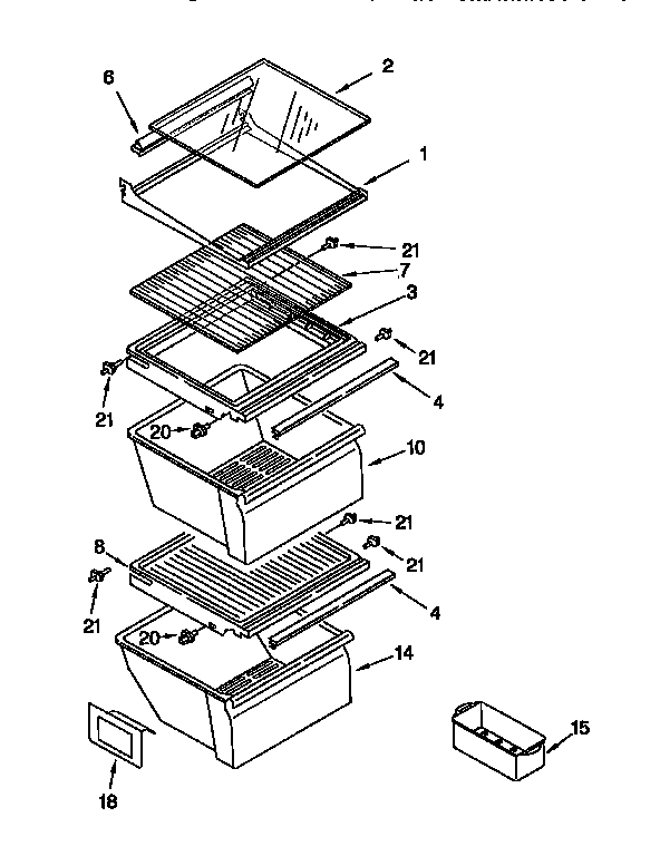 Kenmore 1069552411 refrigerator shelf diagram