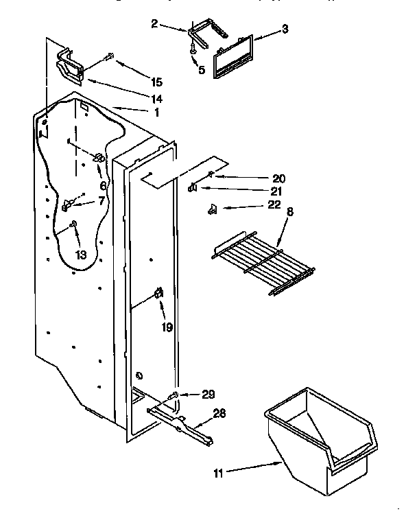 Kenmore 1069552411 freezer liner diagram