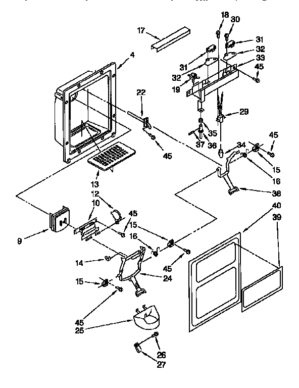 Kenmore 1069552411 dispenser front diagram