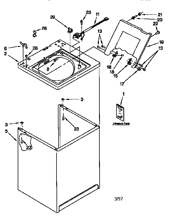 Kenmore 11026894691 top and cabinet diagram