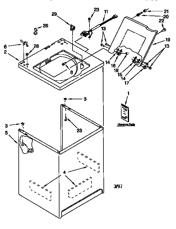 Kenmore 11026904691 top and cabinet diagram