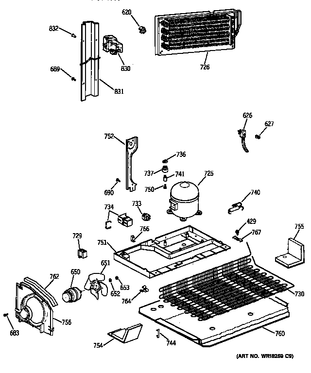 GE TBK18JAXERWW unit parts diagram