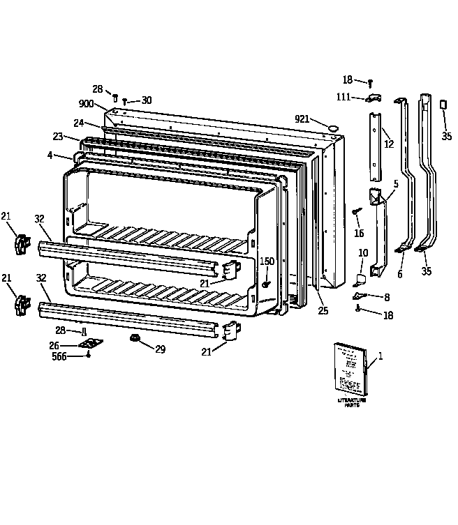 GE TBK21JAXERAA freezer door diagram