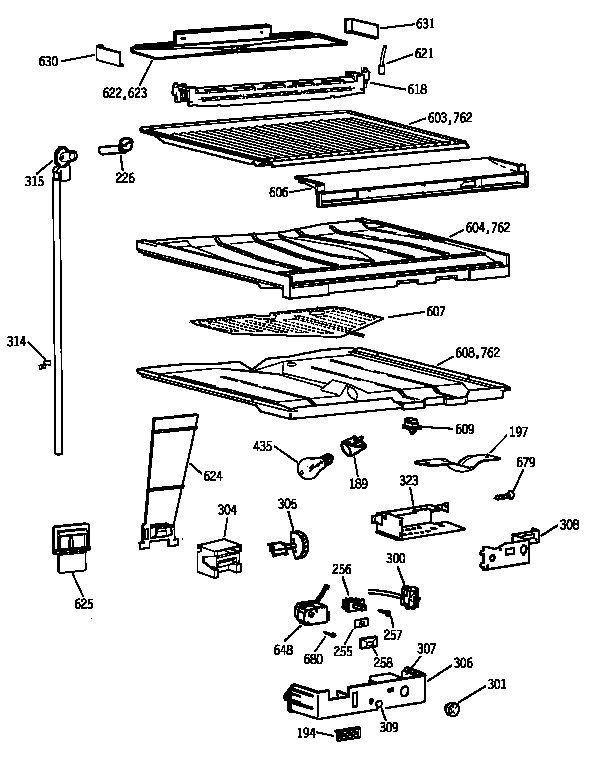 GE TBK21JAXERAA comparment separator/divider block diagram