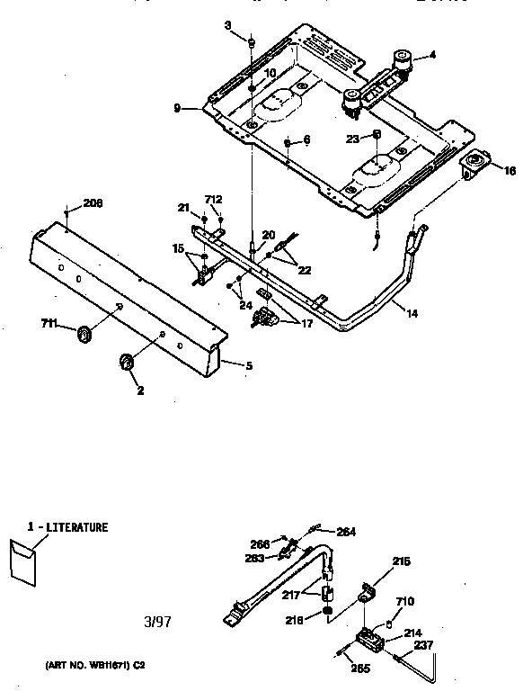 GE JGBS03PPW1AD burner section diagram