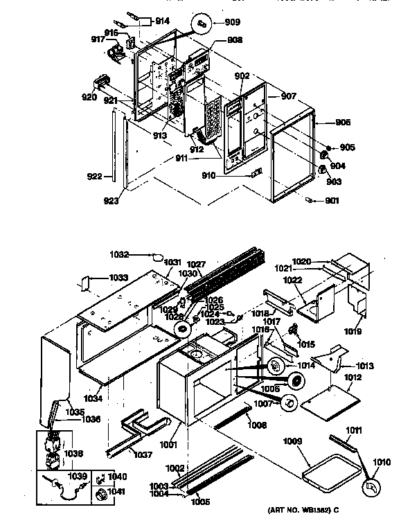 GE JGHC60GEJ4 upper control panel & oven body diagram