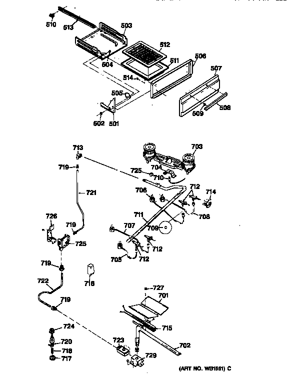 GE JGHC60GEJ4 broiler unit & gas control system diagram