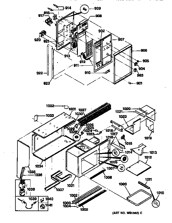 GE JGHC60GEJ5 upper control panel & oven body diagram