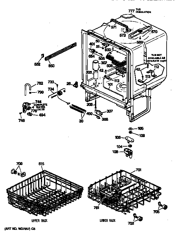 GE GSC700T01AD body parts diagram