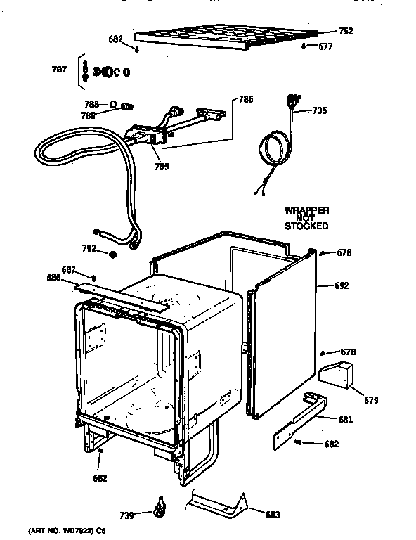 GE GSC800T01WH case & hoses diagram