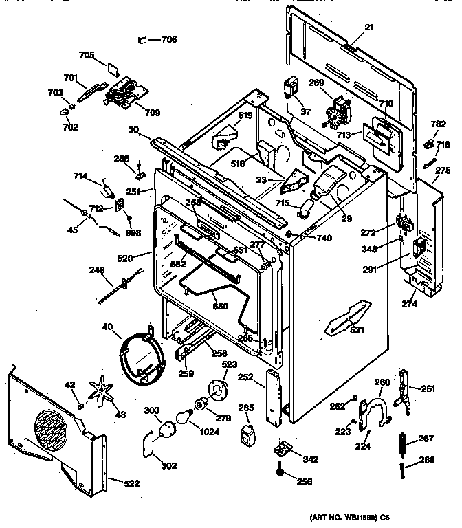 GE JBP95WW1 body parts diagram