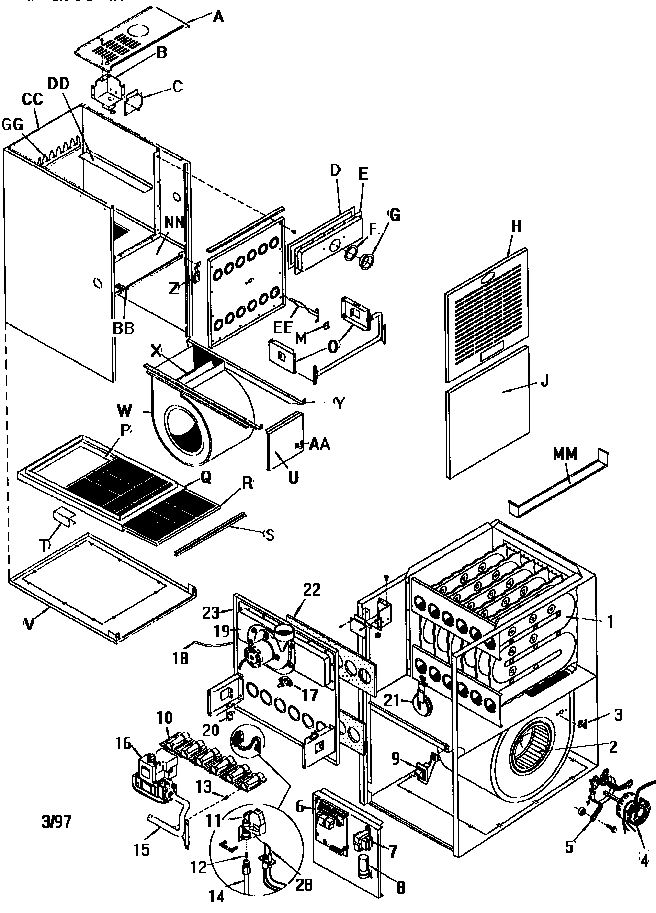 ICP GNJ050N12D1 unit parts diagram