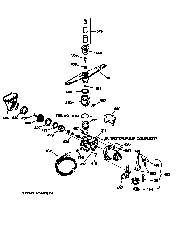GE GSD720X-71BA motor-pump mechanism diagram