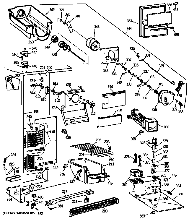 GE TFX20JRXDAA freezer section diagram