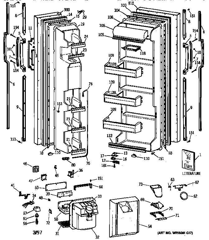 GE TFX20JRXDWW doors diagram
