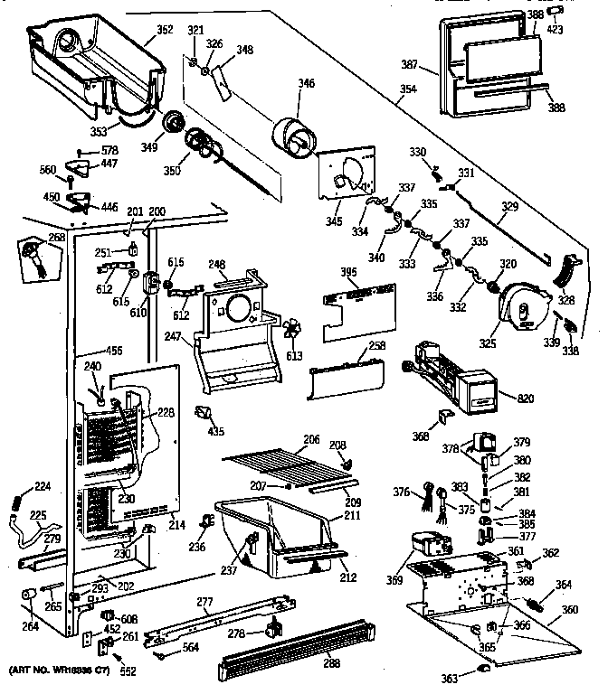 GE TFX20JRXDWW freezer section diagram
