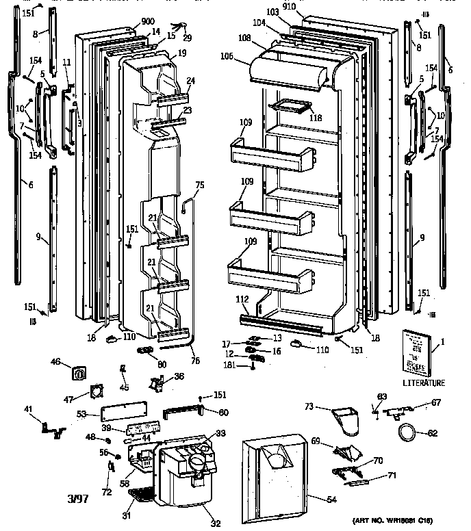 GE TFX20NWXDWH doors diagram