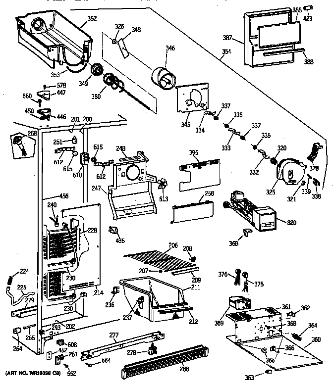 GE TFX22JWXDWW freezer section diagram