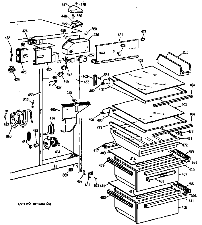 GE TFX22JWXDWW fresh food section diagram