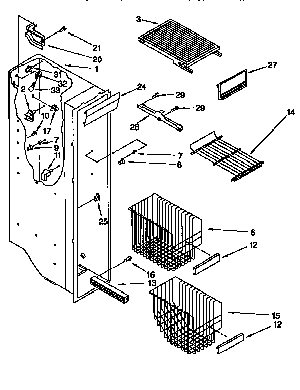 Kenmore 1069557985 freezer liner diagram