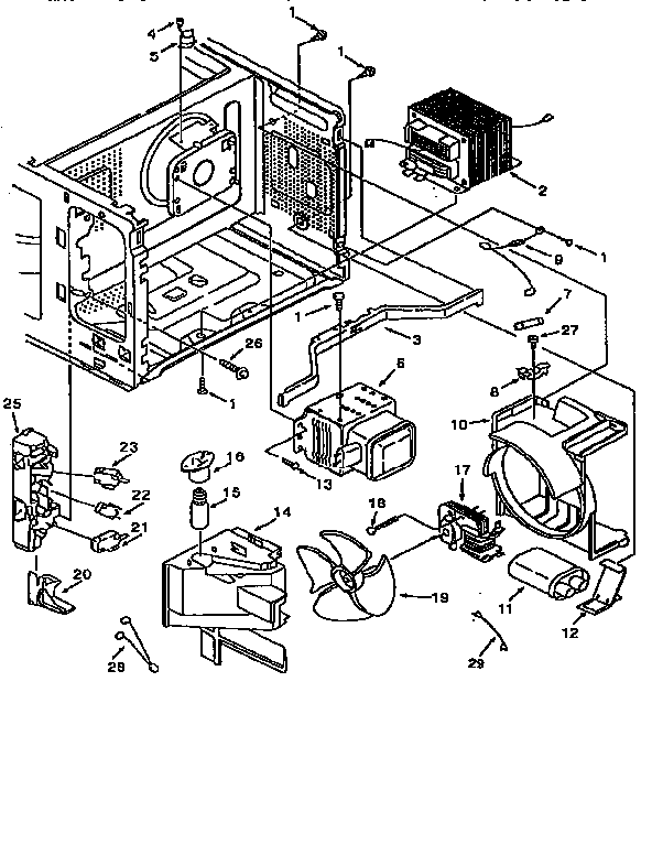 Kenmore 56566400691 magnetron and air flow diagram