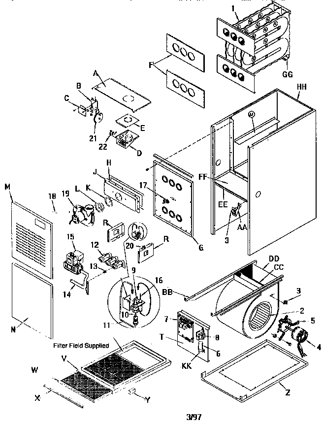 ICP GUJ050N12C1 unit parts diagram