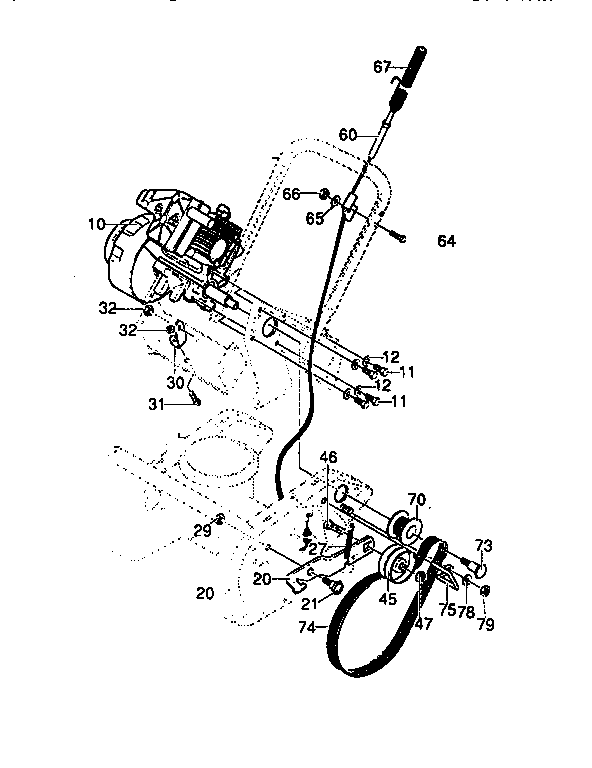 Craftsman 536886770 engine/drive assembly diagram