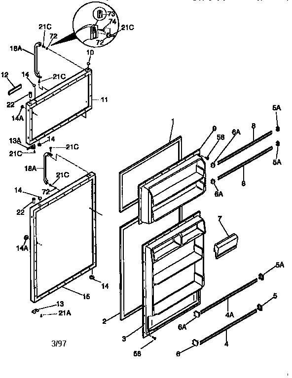 Kenmore 2539363001 doors diagram
