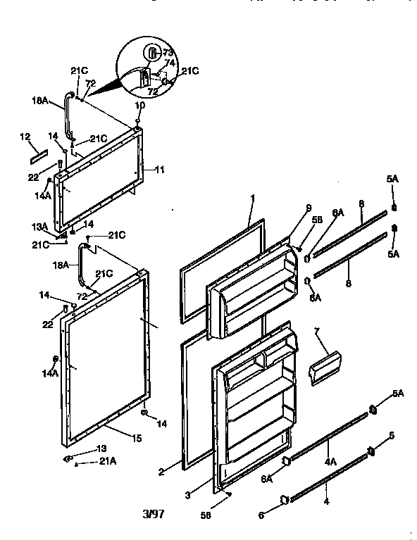 Kenmore 2539363081 doors diagram