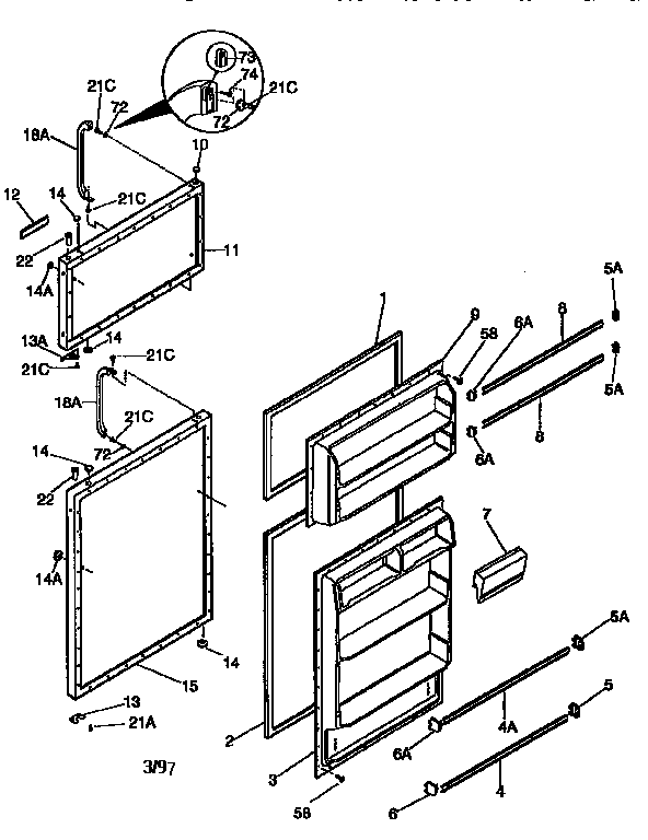 Kenmore 2539363091 doors diagram