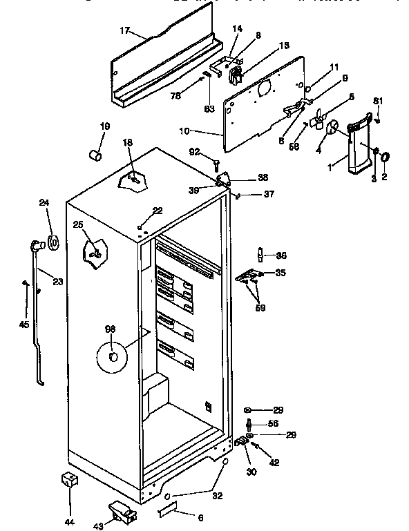 Kenmore 2539363091 cabinet parts diagram