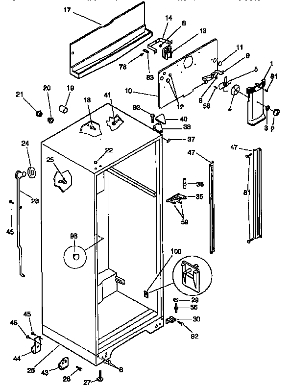 Frigidaire FRT21TNCD5 cabinet parts diagram