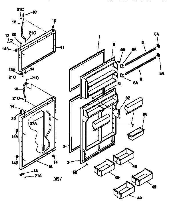 Frigidaire FRT21NNCD4 door diagram