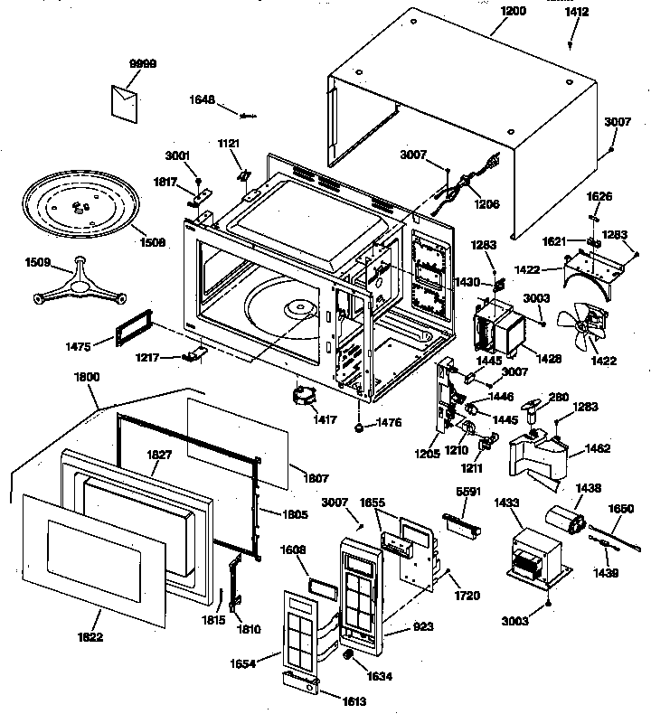 GE JE740WW01 microwave parts diagram