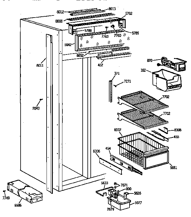 GE ZIS42NWA freezer section diagram