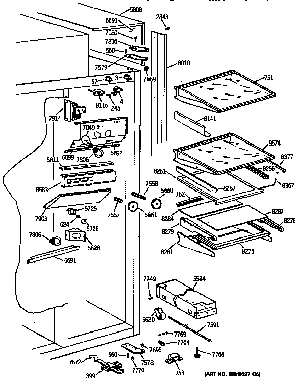 GE ZIS42NWA fresh food section diagram