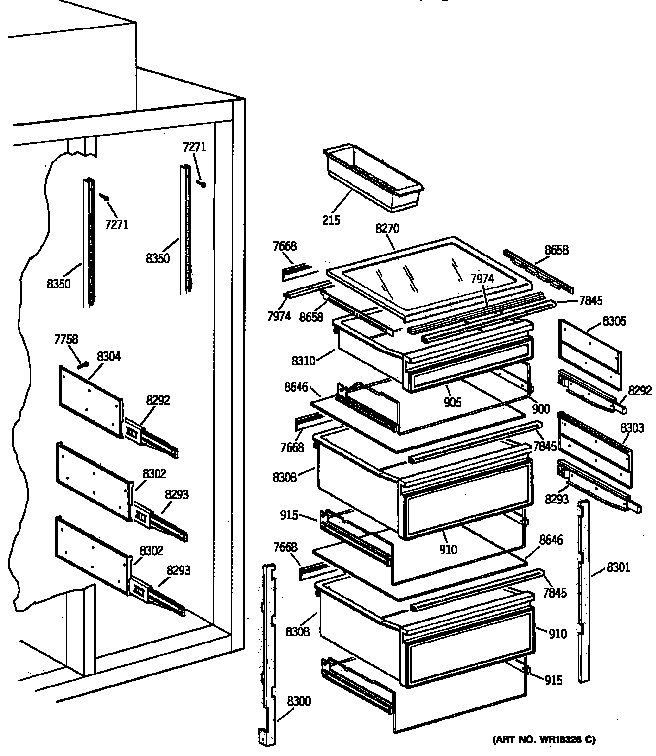 GE ZIS42NWA fresh food section diagram