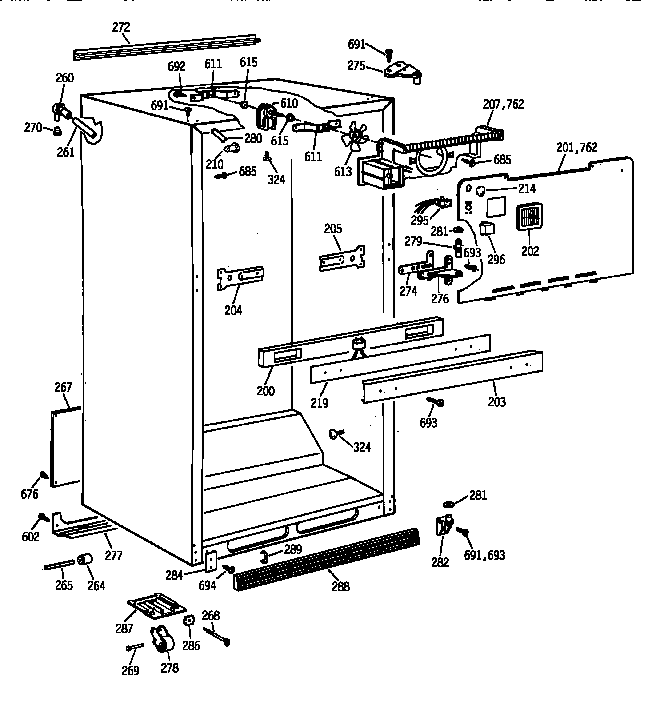 GE TBG18DAXMRAA cabinet parts diagram