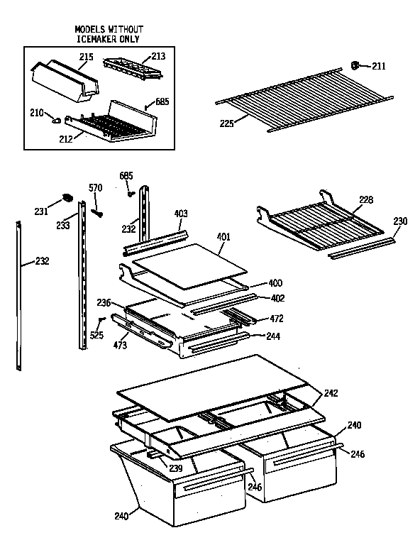 GE TBG18DAXMRAA shelf parts diagram