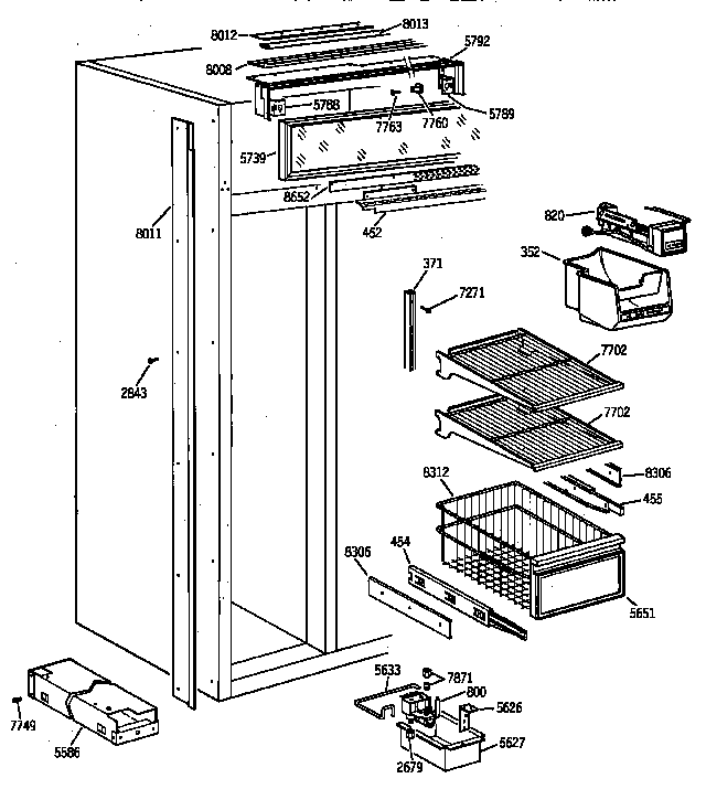 GE ZIS42NYA freezer section diagram