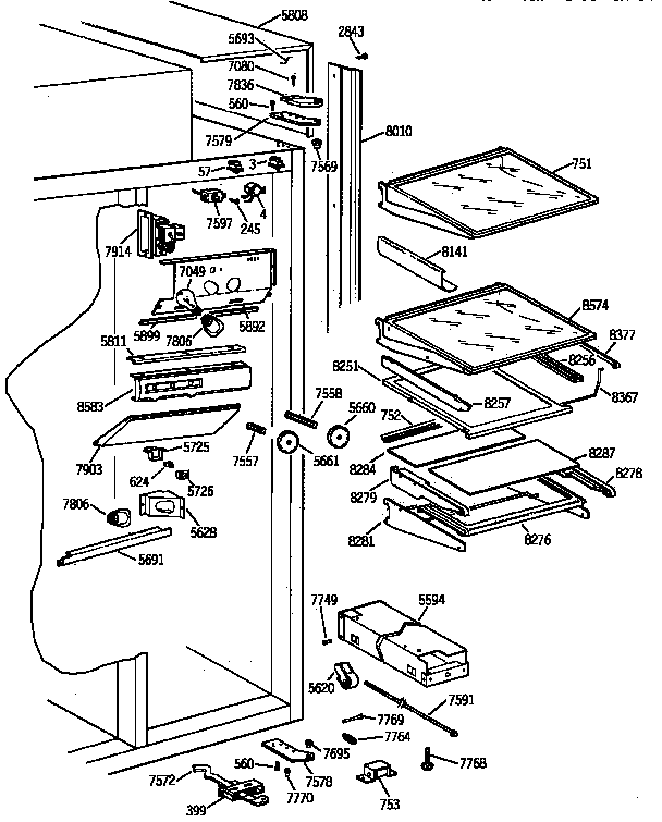 GE ZIS42NYA fresh food section diagram