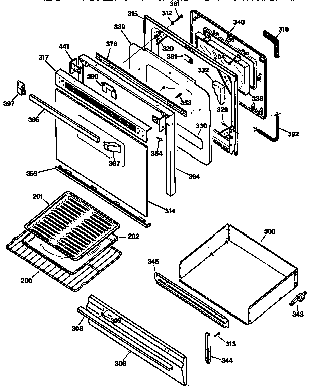 GE JGBP28BEW1WH door & drawer parts diagram