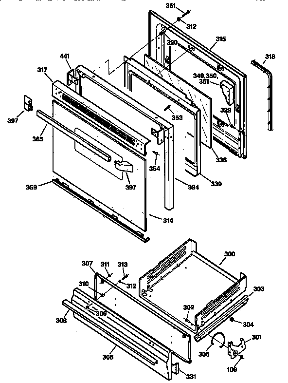 GE JGBS23DEW2AD door & drawer parts diagram